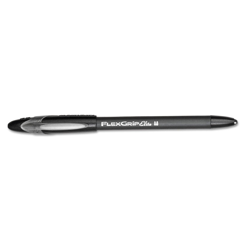 FLEXGRIP ELITE STICK BALLPOINT PEN, MEDIUM 1MM, BLACK INK/BARREL, DOZEN