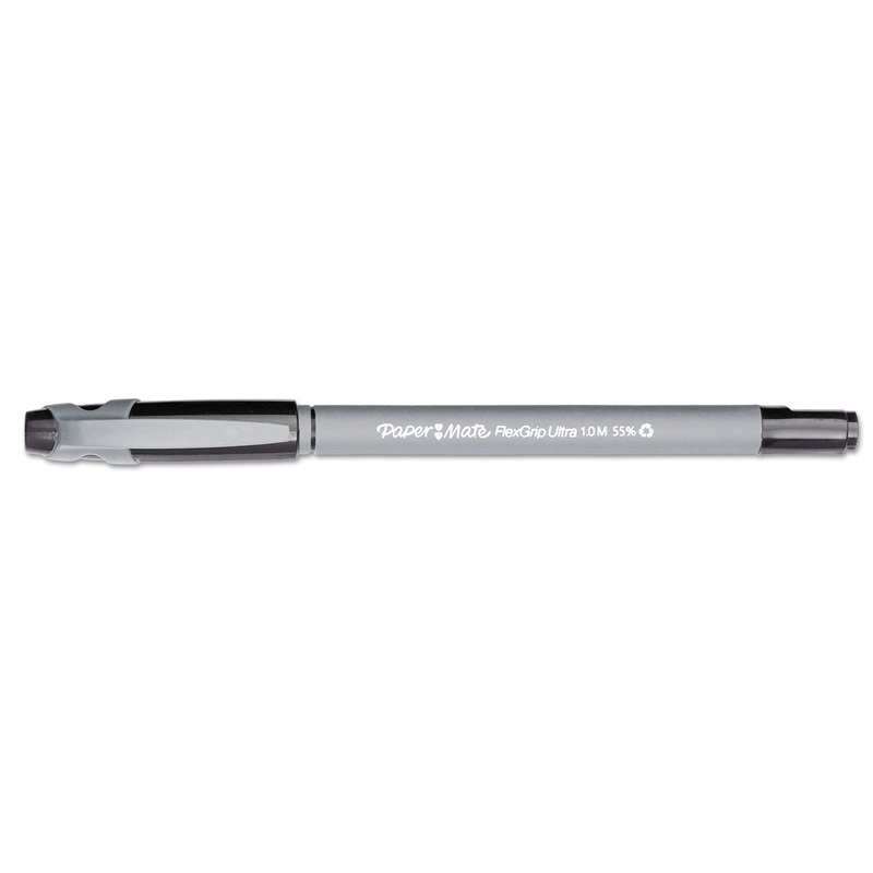 FLEXGRIP ULTRA STICK BALLPOINT PEN, MEDIUM 1MM, BLACK INK, GRAY BARREL, DOZEN