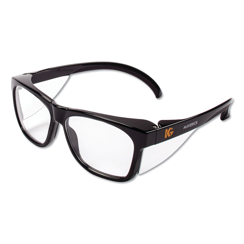 MAVERICK SAFETY GLASSES, BLACK, POLYCARBONATE FRAME, CLEAR LENS