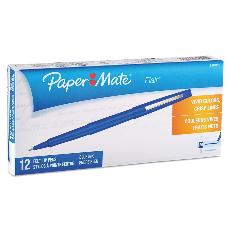 POINT GUARD FLAIR NEEDLE TIP STICK POROUS POINT PEN, 0.7MM, BLUE INK/BARREL, DOZEN