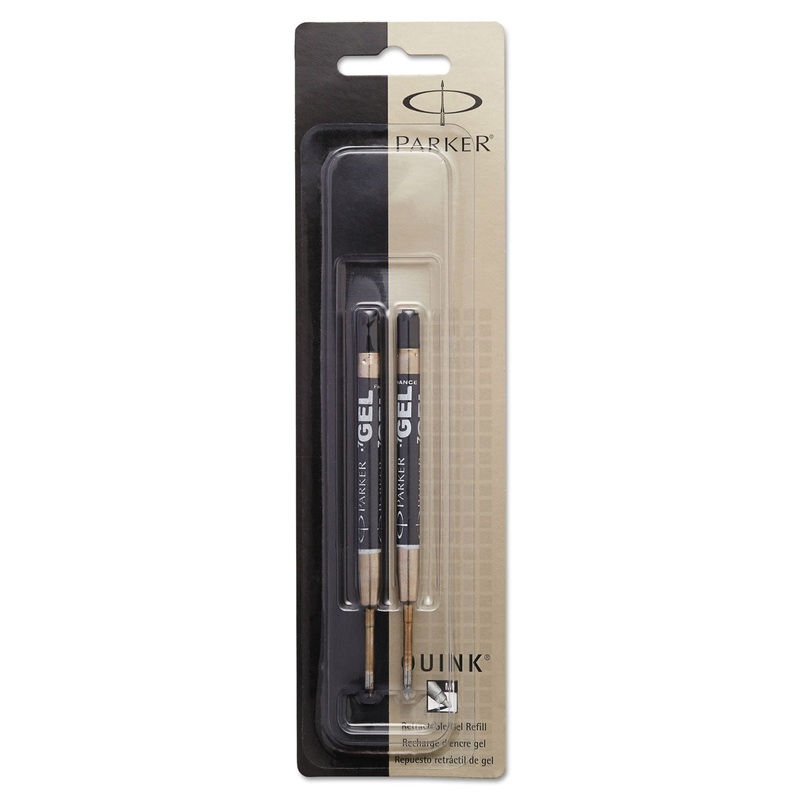 REFILL FOR PARKER RETRACTABLE GEL INK ROLLER BALL PENS, MEDIUM POINT, BLACK INK, 2/PACK