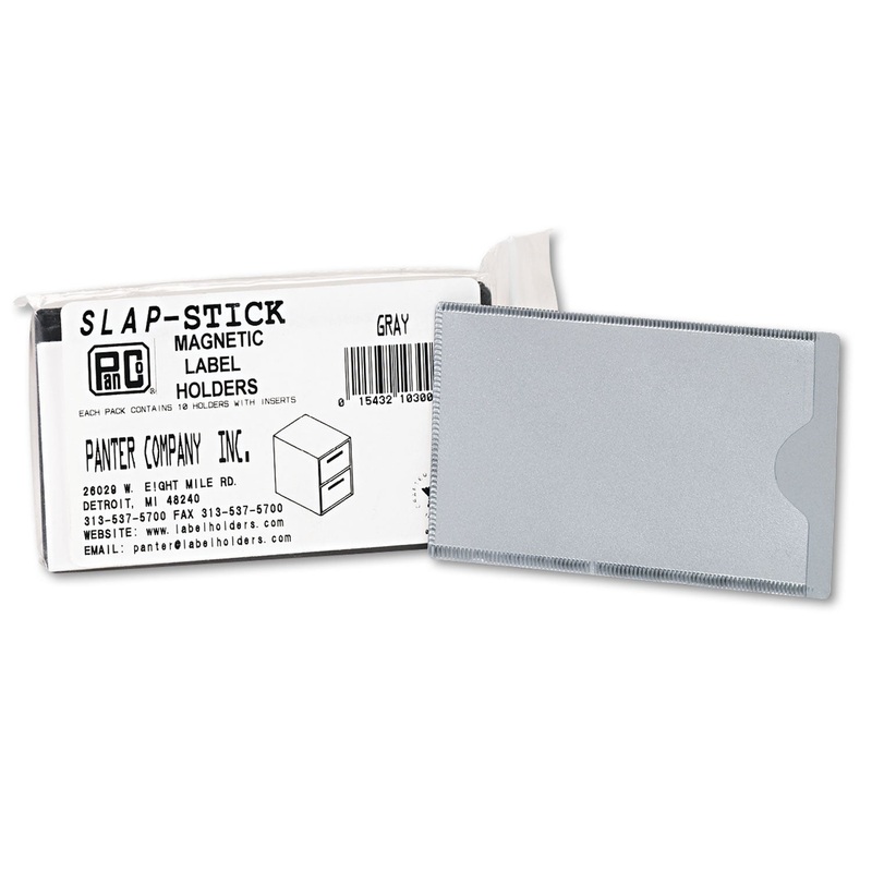 Slap-Stick Magnetic Label Holders, Side Load, 4-1/4 X 2-1/2, Gray, 10/pack