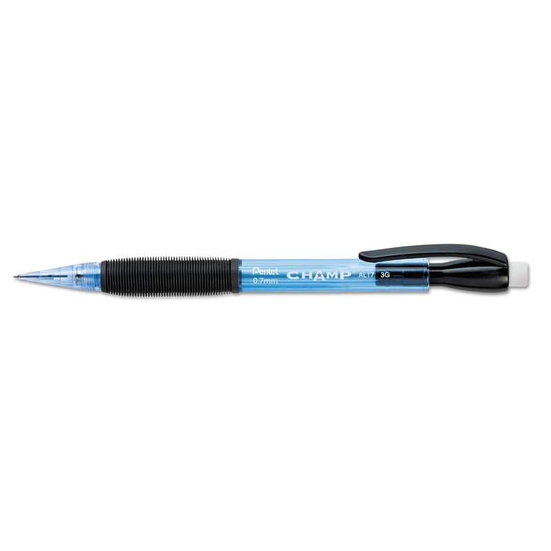 CHAMP MECHANICAL PENCIL, 0.7 MM, HB (#2.5), BLACK LEAD, BLUE BARREL, DOZEN