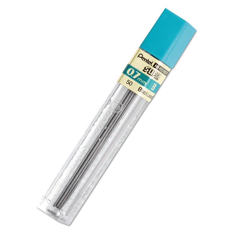 SUPER HI-POLYMER LEAD REFILLS, 0.7 MM, B, BLACK, 12/TUBE
