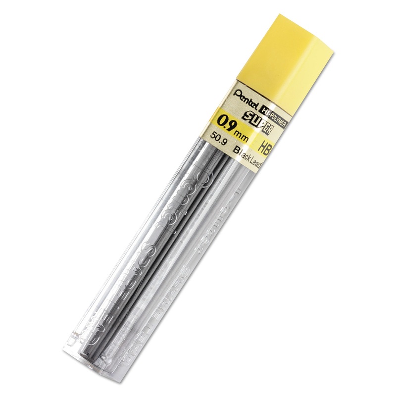 SUPER HI-POLYMER LEAD REFILLS, 0.9 MM, HB, BLACK, 15/TUBE