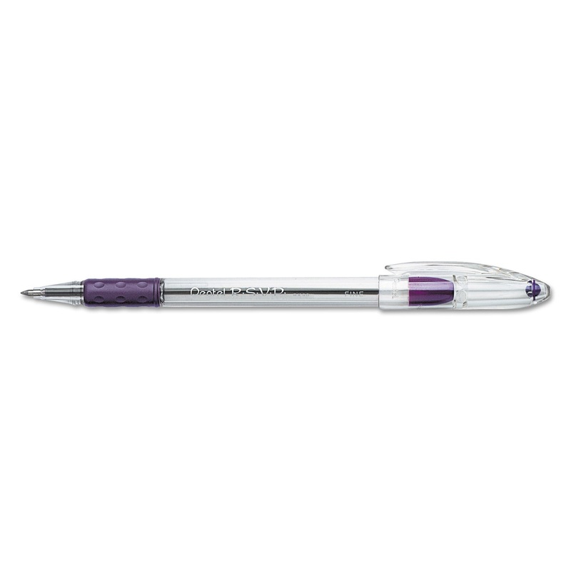 R.S.V.P. STICK BALLPOINT PEN, FINE 0.7MM, VIOLET INK, CLEAR/VIOLET BARREL, DOZEN