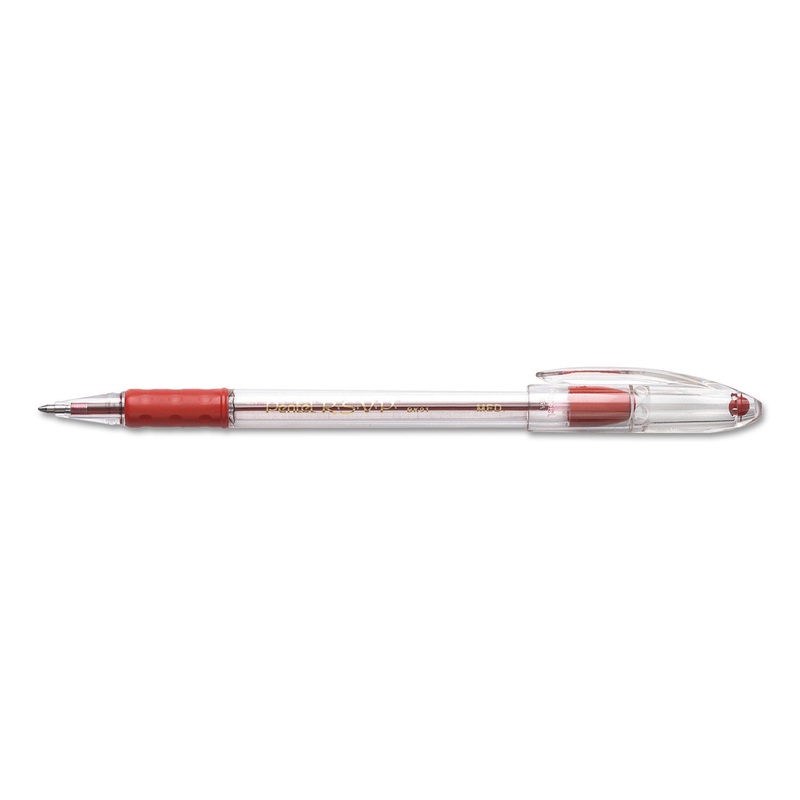 R.S.V.P. STICK BALLPOINT PEN, MEDIUM 1MM, RED INK, CLEAR/RED BARREL, DOZEN