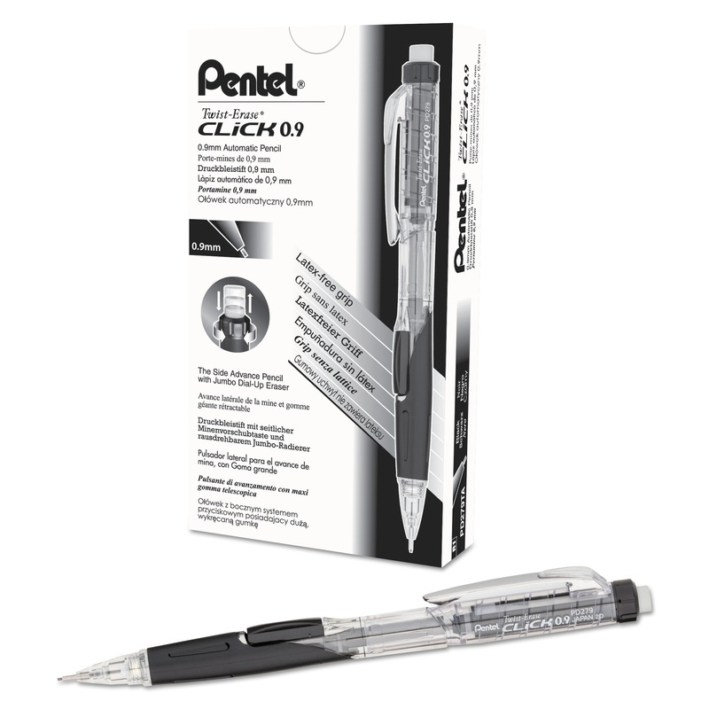 TWIST-ERASE CLICK MECHANICAL PENCIL, 0.9 MM, HB (#2.5), BLACK LEAD, BLACK BARREL