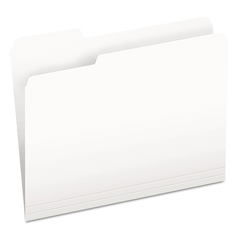 COLORED FILE FOLDERS, 1/3-CUT TABS, LETTER SIZE, WHITE, 100/BOX