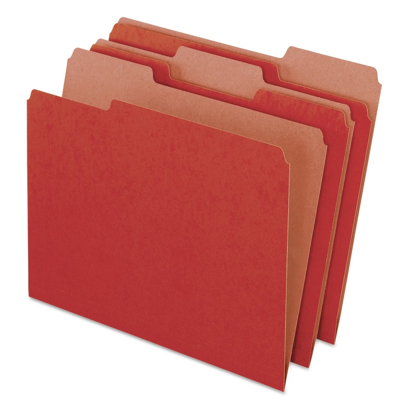 EARTHWISE BY 100% RECYCLED COLORED FILE FOLDERS, 1/3-CUT TABS, LETTER SIZE, RED, 100/BOX