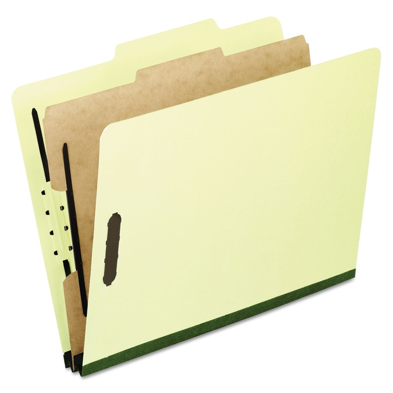 FOUR-, SIX-, AND EIGHT-SECTION PRESSBOARD CLASSIFICATION FOLDERS, 1 DIVIDER, EMBEDDED FASTENERS, LETTER, LIGHT GREEN, 10/BOX