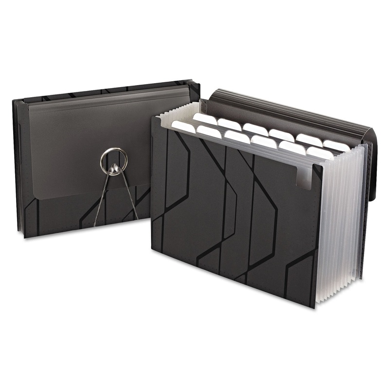 SLIDING COVER EXPANDING FILE, 4″ EXPANSION, 13 SECTIONS, 1/6-CUT TAB, LETTER SIZE, BLACK