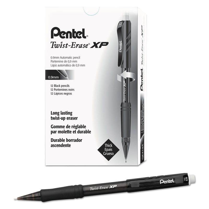TWIST-ERASE EXPRESS MECHANICAL PENCIL, 0.9 MM, HB (#2.5), BLACK LEAD, BLACK BARREL, DOZEN