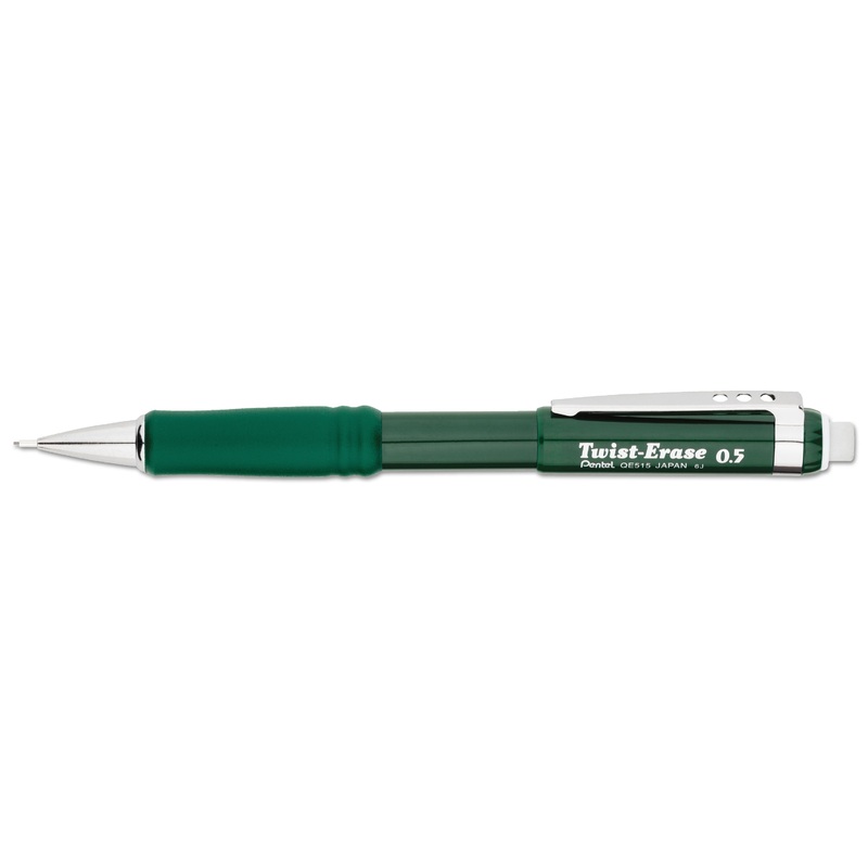 TWIST-ERASE III MECHANICAL PENCIL, 0.5 MM, HB (#2.5), BLACK LEAD, GREEN BARREL
