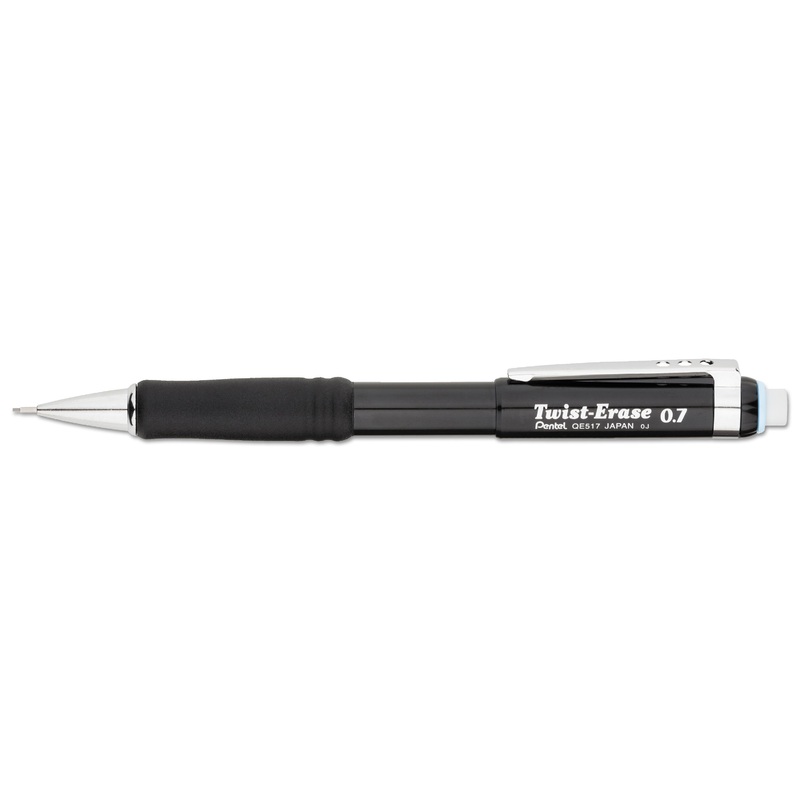 TWIST-ERASE III MECHANICAL PENCIL, 0.7 MM, HB (#2.5), BLACK LEAD, BLACK BARREL