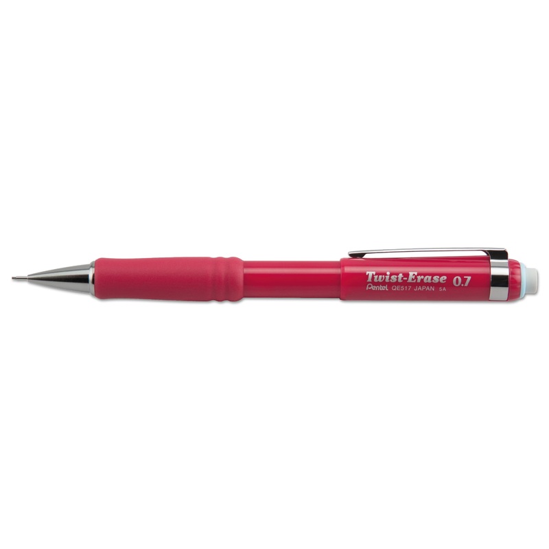 TWIST-ERASE III MECHANICAL PENCIL, 0.7 MM, HB (#2.5), BLACK LEAD, RED BARREL