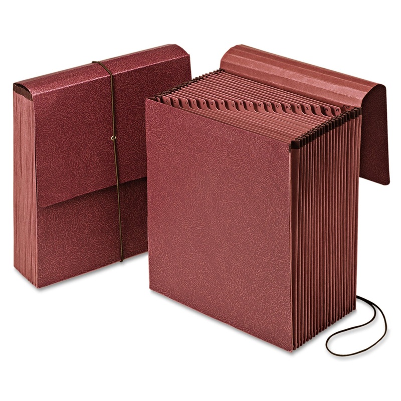 VERTICAL INDEXED EXPANDING FILE, 21 SECTIONS, 1/21-CUT TAB, LETTER SIZE, RED FIBER