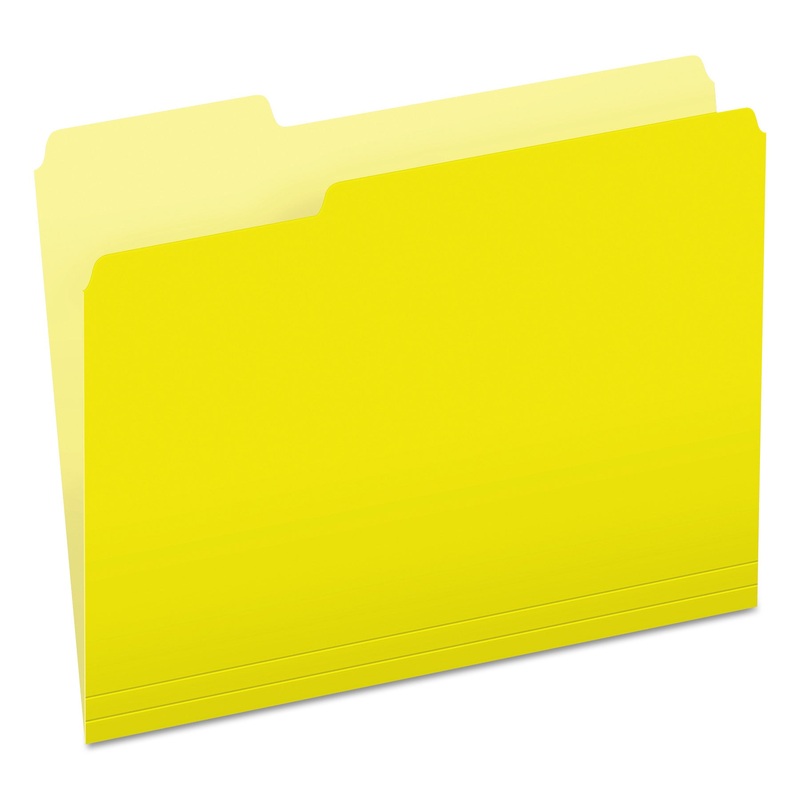 COLORED FILE FOLDERS, 1/3-CUT TABS, LETTER SIZE, YELLOWITH LIGHT YELLOW, 100/BOX