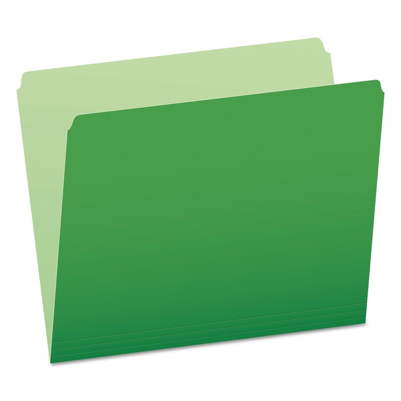 COLORED FILE FOLDERS, STRAIGHT TAB, LETTER SIZE, GREEN/LIGHT GREEN, 100/BOX