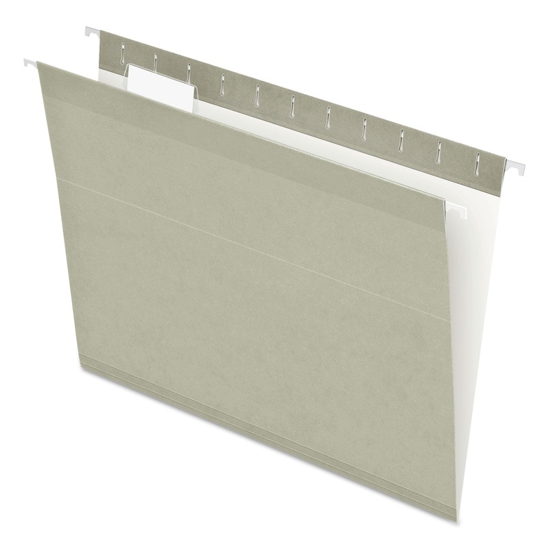 COLORED REINFORCED HANGING FOLDERS, LETTER SIZE, 1/5-CUT TAB, GRAY, 25/BOX