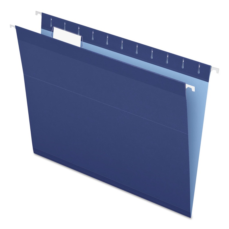 COLORED REINFORCED HANGING FOLDERS, LETTER SIZE, 1/5-CUT TAB, NAVY, 25/BOX