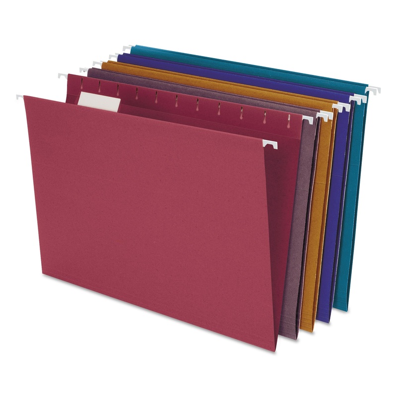 EARTHWISE BY PENDAFLEX 100% RECYCLED COLORED HANGING FILE FOLDERS, LETTER SIZE, 1/5-CUT TAB, ASSORTED, 20/BOX
