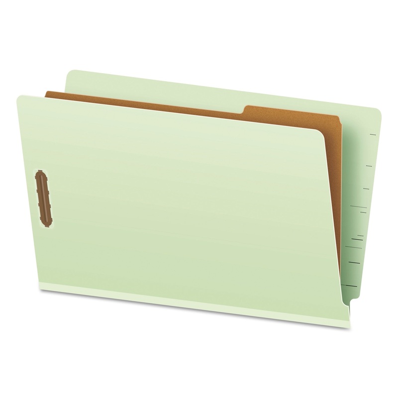 END TAB CLASSIFICATION FOLDERS, 1 DIVIDER, LEGAL SIZE, PALE GREEN, 10/BOX