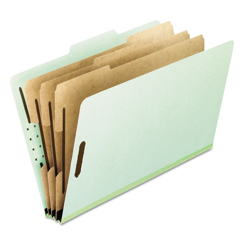 FOUR-, SIX-, AND EIGHT-SECTION PRESSBOARD CLASSIFICATION FOLDERS, 3 DIVIDERS, EMBEDDED FASTENERS, LETTER SIZE, GREEN, 10/BOX