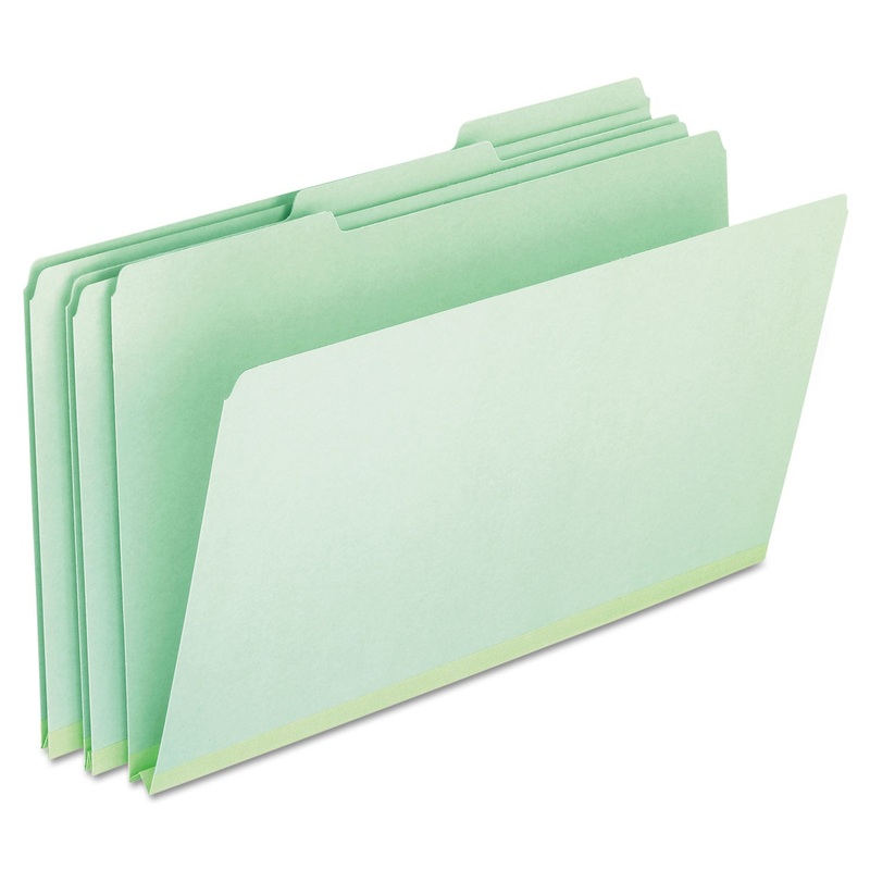 PRESSBOARD EXPANDING FILE FOLDERS, 1/3-CUT TABS, LEGAL SIZE, GREEN, 25/BOX