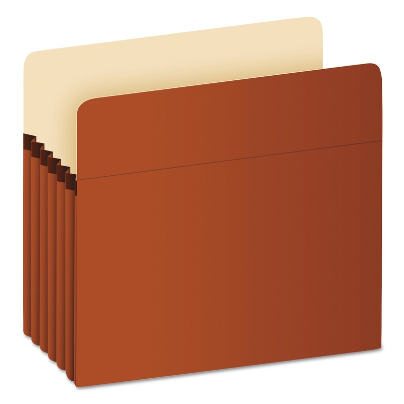 STANDARD EXPANDING FILE POCKETS, 5.25″ EXPANSION, LETTER SIZE, RED FIBER, 10/BOX