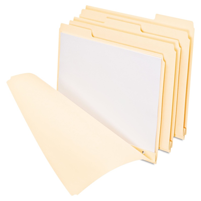 THREE-FASTENER FILE FOLDERS, 1/3-CUT TABS, LETTER SIZE, MANILA, 50/BOX