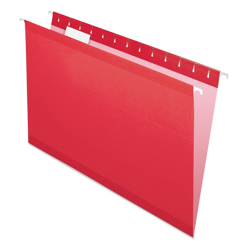 COLORED REINFORCED HANGING FOLDERS, LEGAL SIZE, 1/5-CUT TAB, ASSORTED, 25/BOX