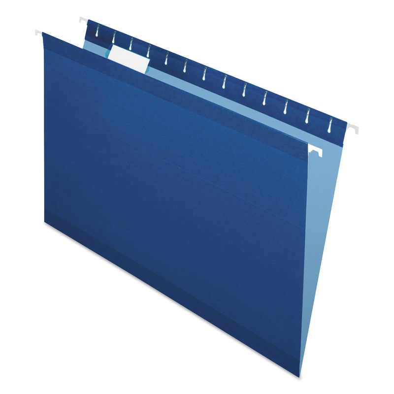COLORED REINFORCED HANGING FOLDERS, LEGAL SIZE, 1/5-CUT TAB, NAVY, 25/BOX