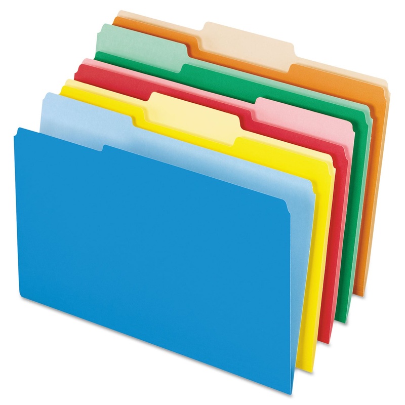 INTERIOR FILE FOLDERS, 1/3-CUT TABS, LEGAL SIZE, ASSORTED, 100/BOX