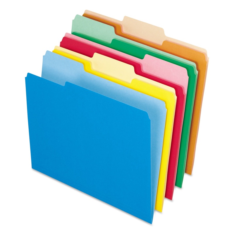 INTERIOR FILE FOLDERS, 1/3-CUT TABS, LETTER SIZE, ASSORTMENT 2, 100/BOX