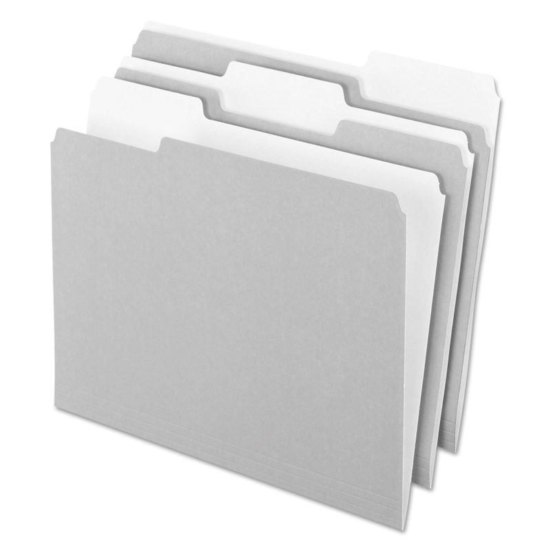 INTERIOR FILE FOLDERS, 1/3-CUT TABS, LETTER SIZE, GRAY, 100/BOX