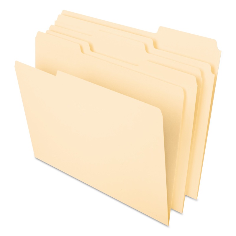 INTERIOR FILE FOLDERS, 1/3-CUT TABS, LETTER SIZE, MANILA, 100/BOX