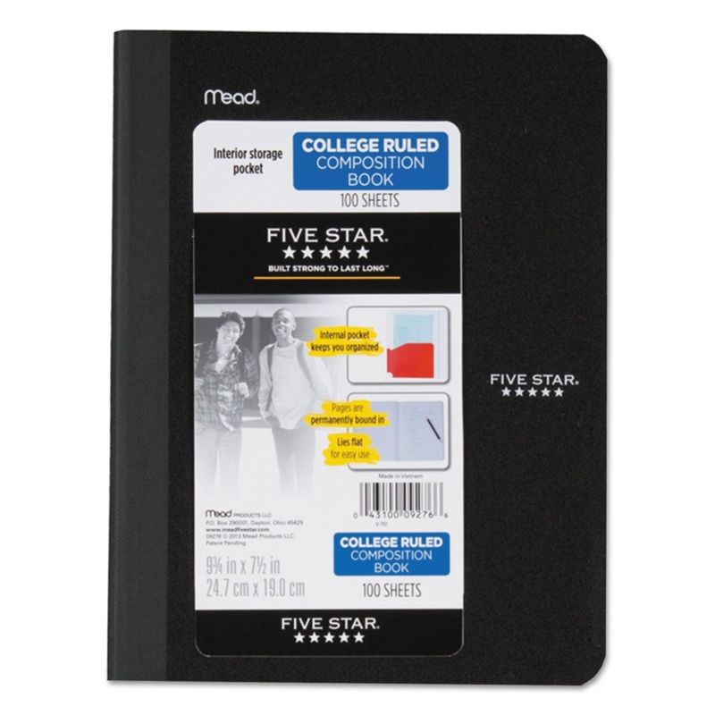 POLY COMPOSITION BOOK W/POCKETS, MEDIUM/COLLEGE RULE, ASSORTED COVER COLORS, 9.75 X 7.5, 100SHEETS