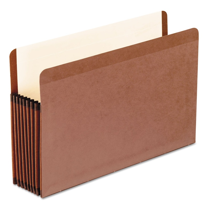 PREMIUM REINFORCED EXPANDING FILE POCKETS, 7″ EXPANSION, LEGAL SIZE, RED FIBER, 5/BOX