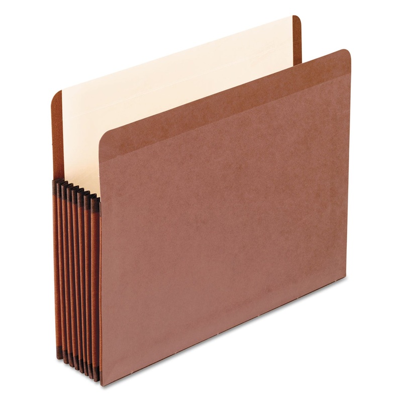PREMIUM REINFORCED EXPANDING FILE POCKETS, 7″ EXPANSION, LETTER SIZE, RED FIBER, 5/BOX