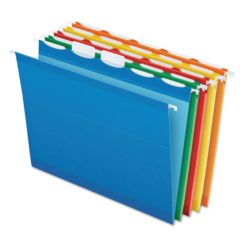 READY-TAB COLORED REINFORCED HANGING FOLDERS, LETTER SIZE, 1/5-CUT TAB, ASSORTED, 25/BOX