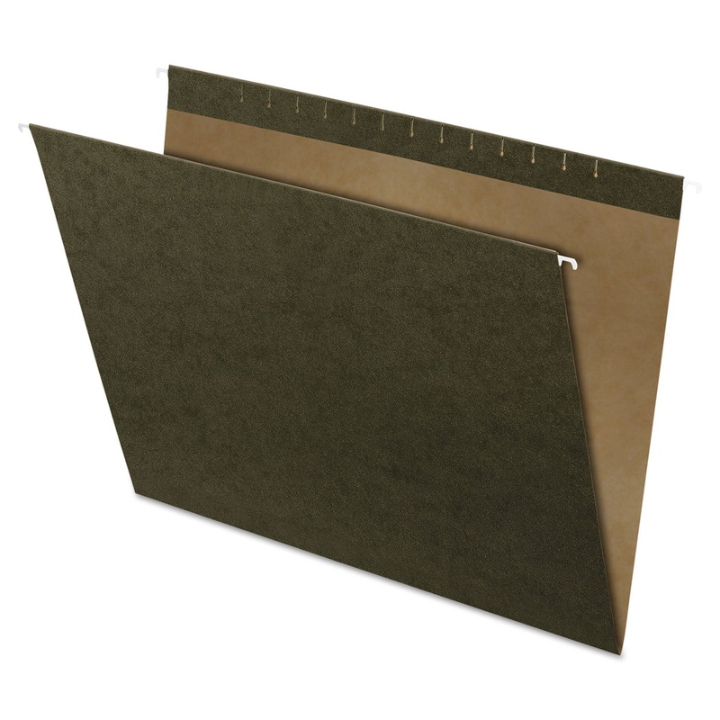 REINFORCED HANGING FILE FOLDERS, LARGE FORMAT SIZE, STRAIGHT TAB, STANDARD GREEN, 25/BOX