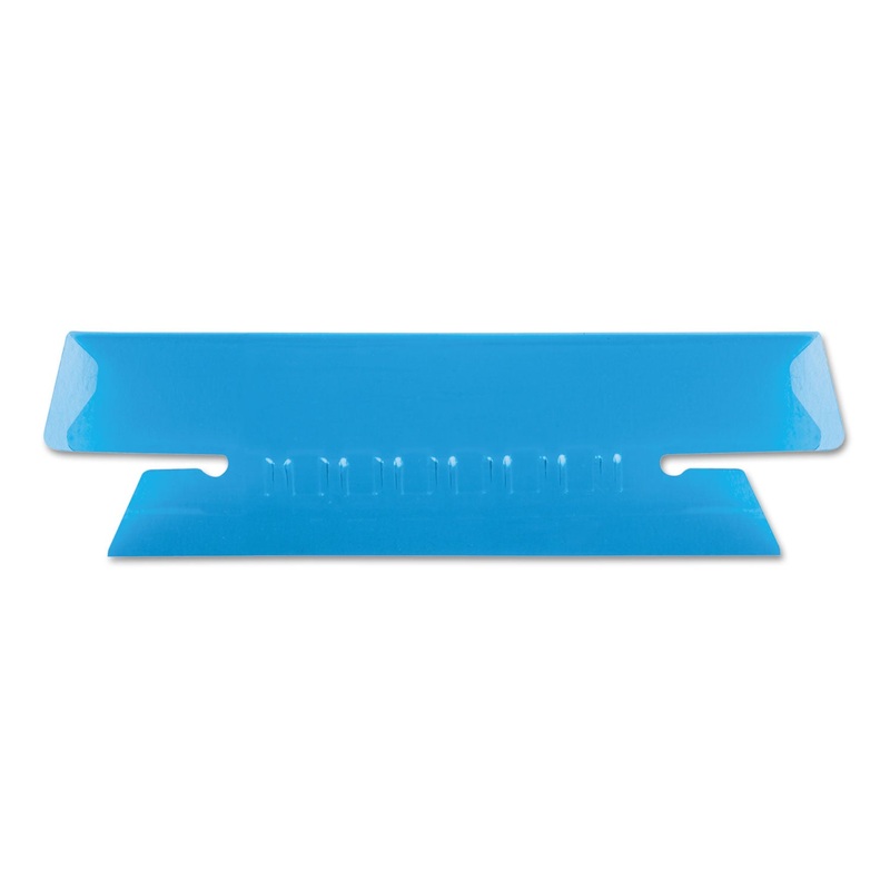 TRANSPARENT COLORED TABS FOR HANGING FILE FOLDERS, 1/3-CUT TABS, BLUE, 3.5″ WIDE, 25/PACK