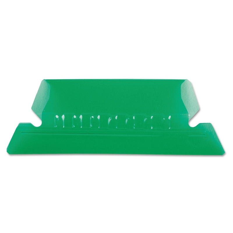 TRANSPARENT COLORED TABS FOR HANGING FILE FOLDERS, 1/5-CUT TABS, GREEN, 2″ WIDE, 25/PACK