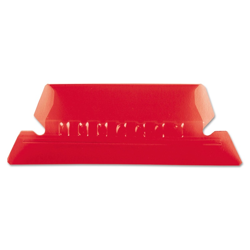 TRANSPARENT COLORED TABS FOR HANGING FILE FOLDERS, 1/5-CUT TABS, RED, 2″ WIDE, 25/PACK