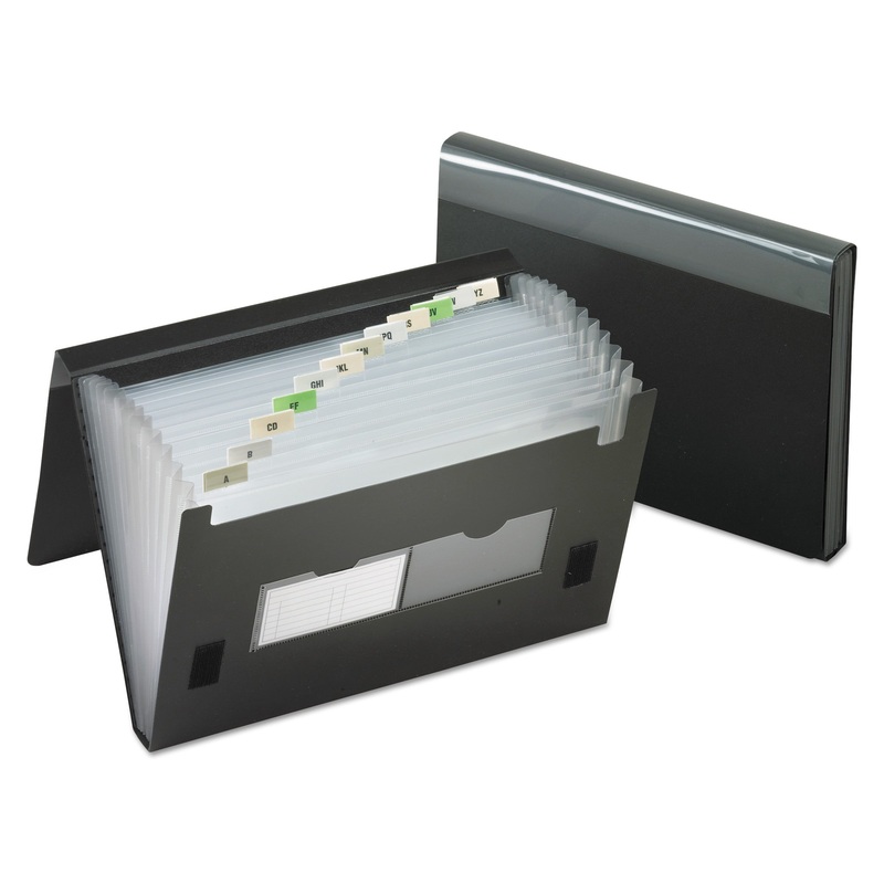 13-POCKET FILE, 4″ EXPANSION, 13 SECTIONS, 1/13-CUT TAB, LETTER SIZE, BLACK