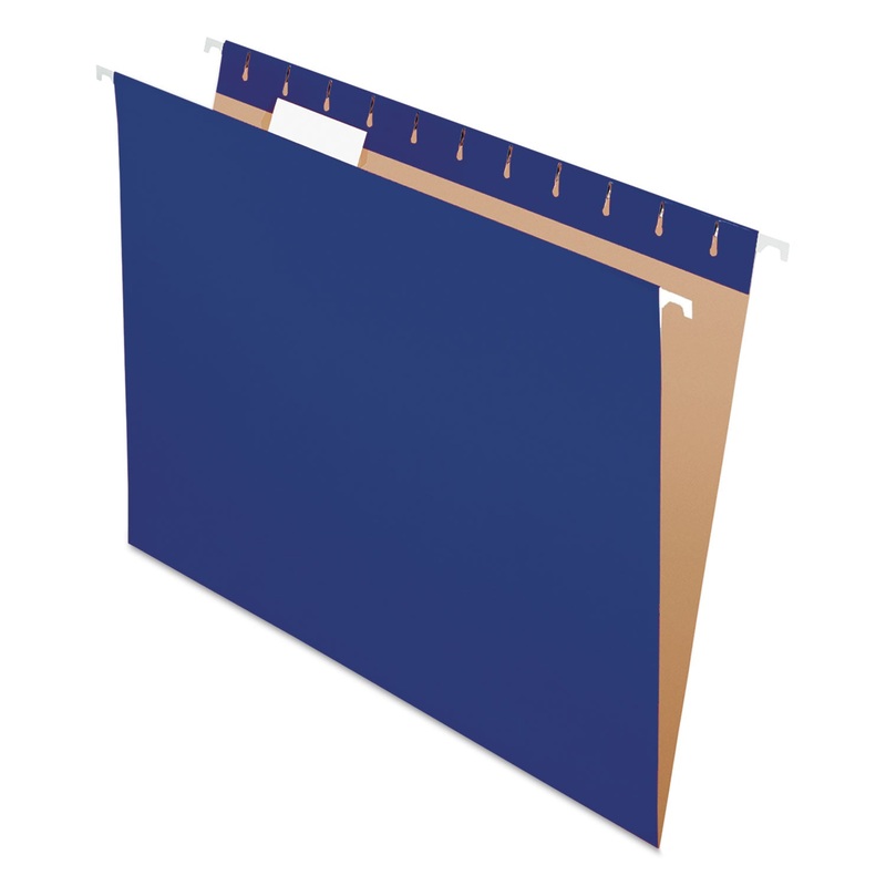 COLORED HANGING FOLDERS, LETTER SIZE, 1/5-CUT TAB, NAVY, 25/BOX