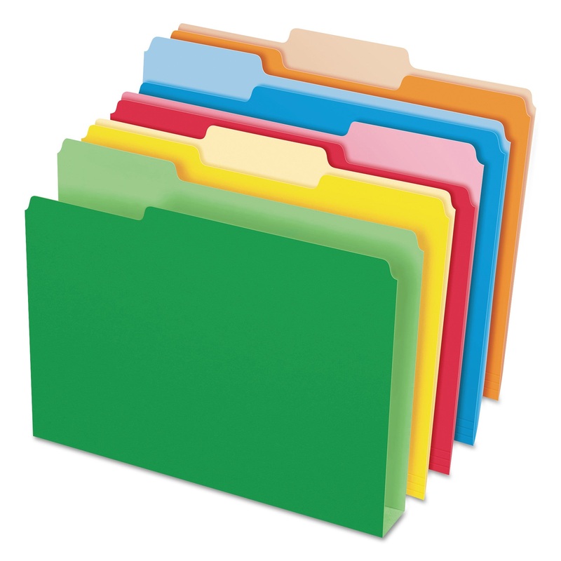 DOUBLE STUFF FILE FOLDERS, 1/3-CUT TABS, LETTER SIZE, ASSORTED, 50/PACK