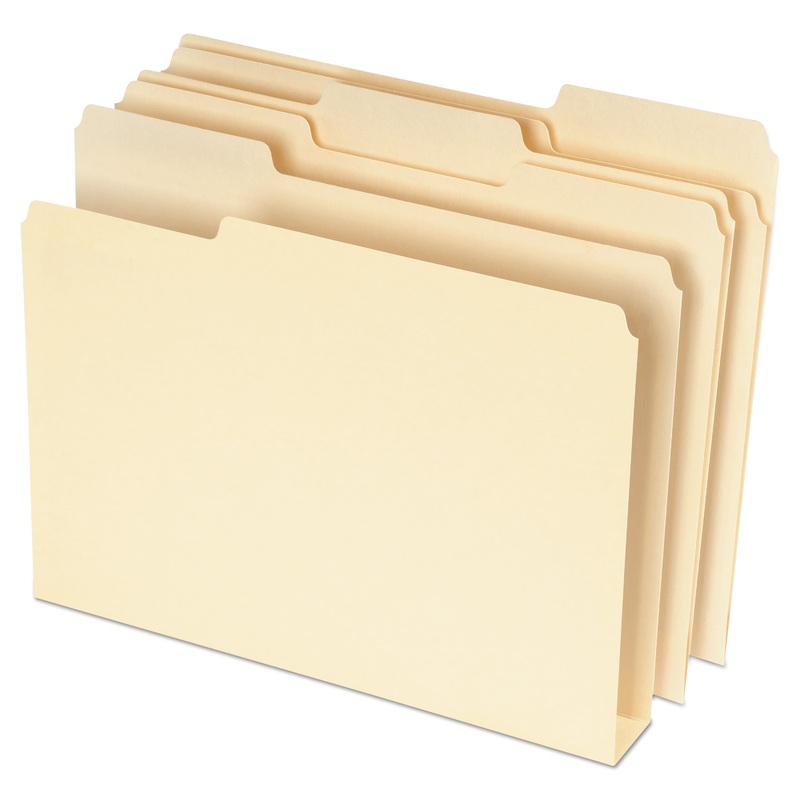 DOUBLE STUFF FILE FOLDERS, 1/3-CUT TABS, LETTER SIZE, MANILA, 50/PACK