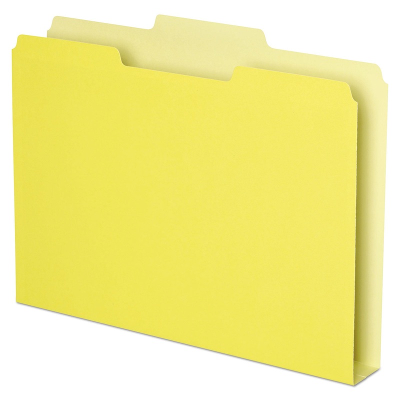 DOUBLE STUFF FILE FOLDERS, 1/3-CUT TABS, LETTER SIZE, YELLOW, 50/PACK